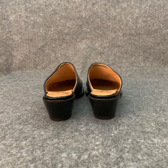 Leddy Vaquero Women’s Black Patent Leather Western Cowboy Mules Slip On Sandals - Picture 9 of 11